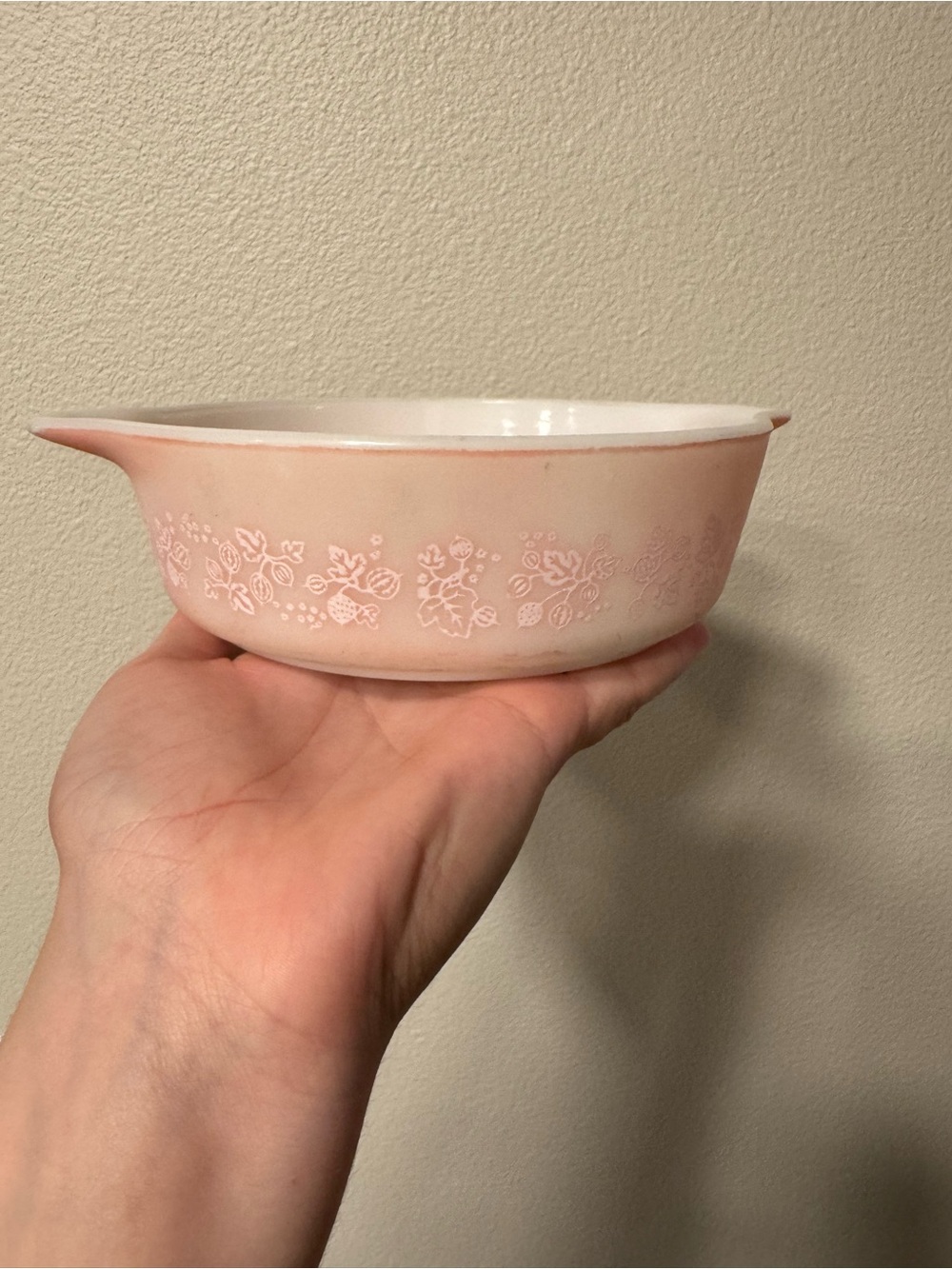 Small Pink Floral Vintage pyrex Bowl